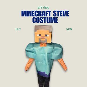 Minecraft Steve Costume For Kids Halloween Party Cosplay Outfit With 3D Foam Des